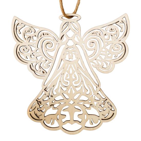Wooden Angel Christmas Ornaments Rustic Angel Hanging Ornament with Hollow Design for Winter Xmas