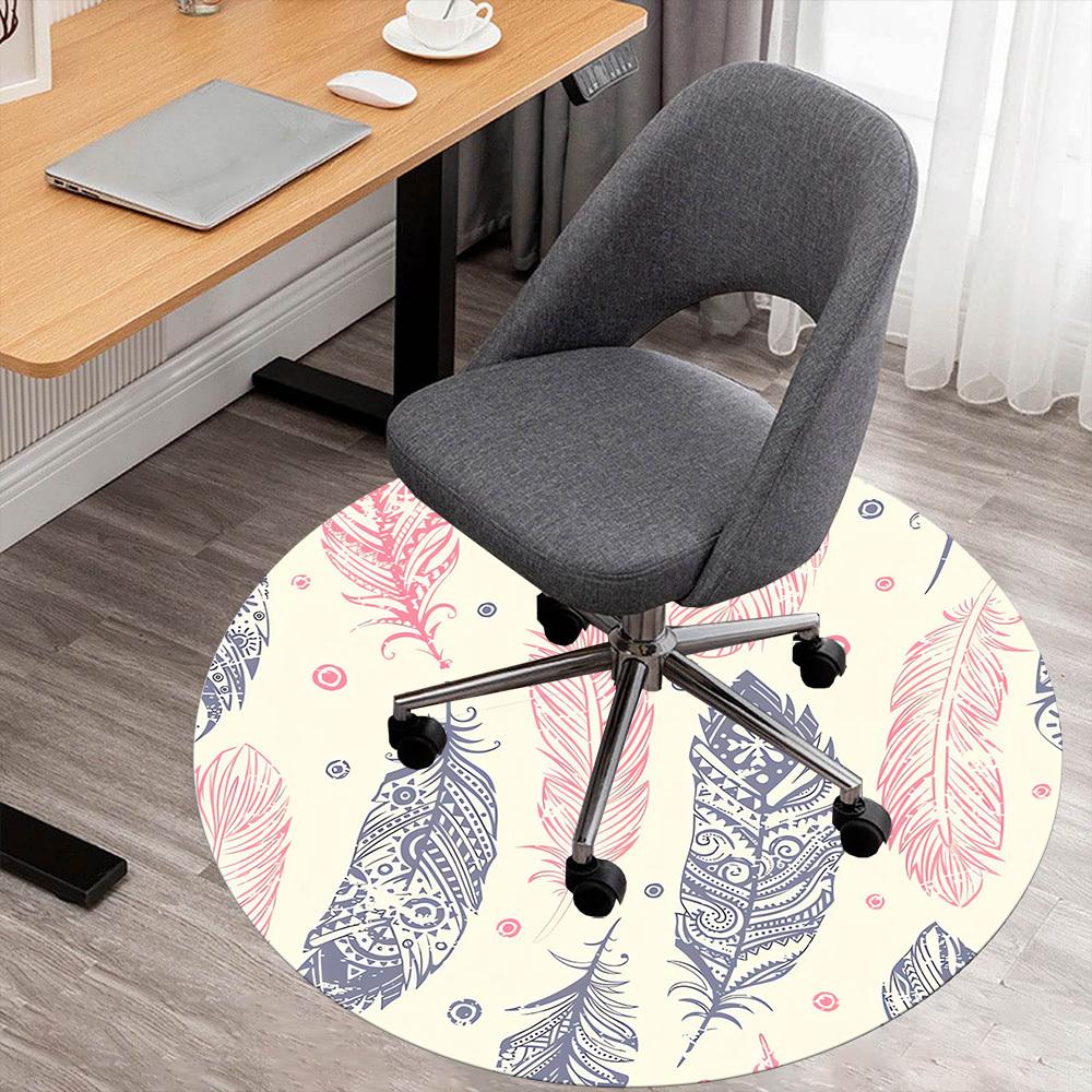 1pc feather pattern Round Chair mat Area Rug - Non-Slip, Floor Mat for Office, Bedroom, and Indoor Decor c1118022