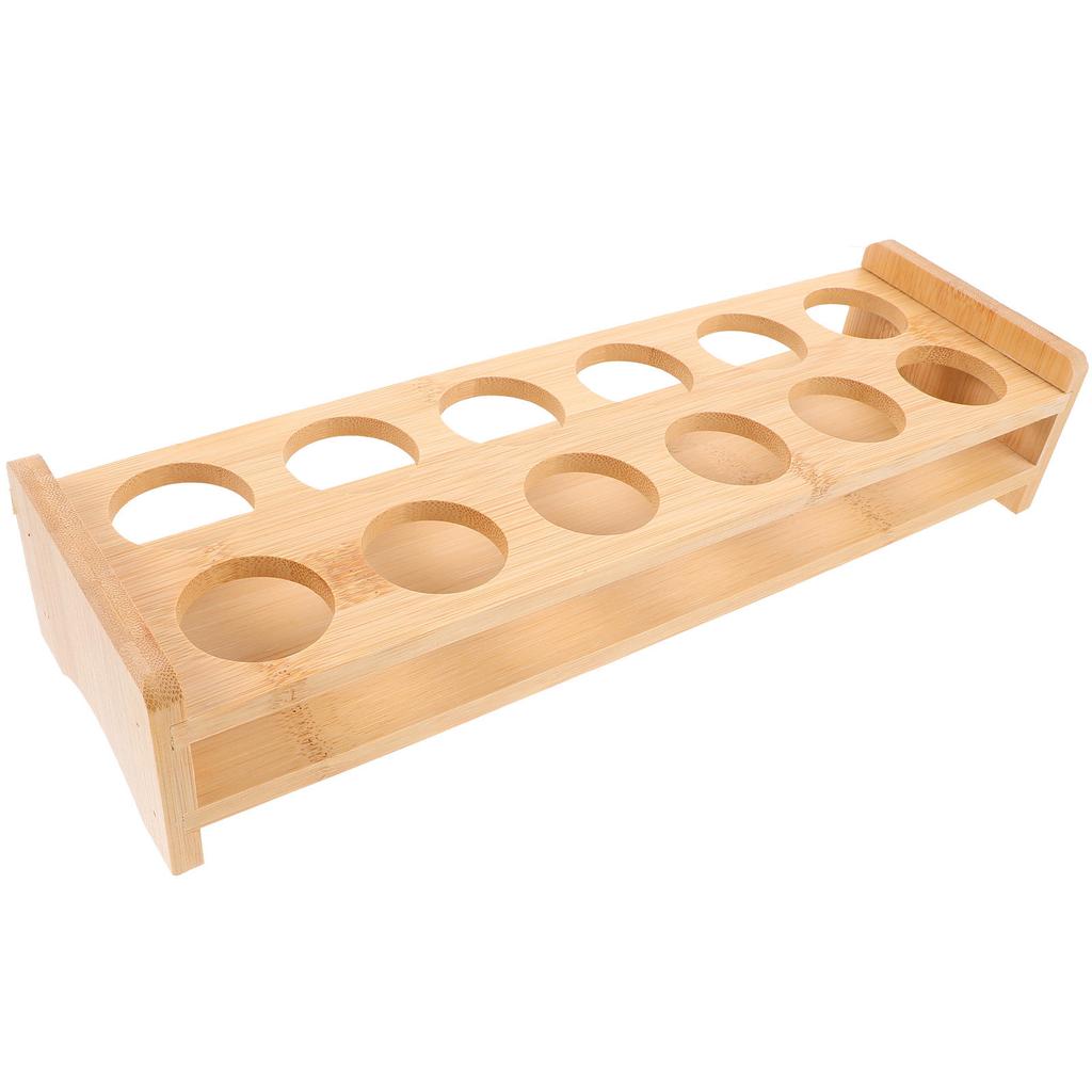 Wooden Shot Glass Holder for 6 Glasses Compact Display Tray for Whiskey Cups Home Bar Party Organizer Storage Rack