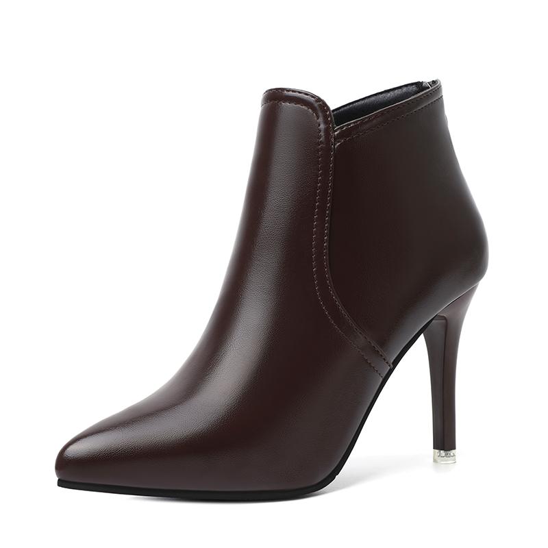 

Модные женские сексуальные ботильоны на супервысоком каблуке с острым носком, осенне-зимние теплые ботильоны из короткого плюша, женские блестящие ботильоны с пайетками 2024 42 темно-коричневого