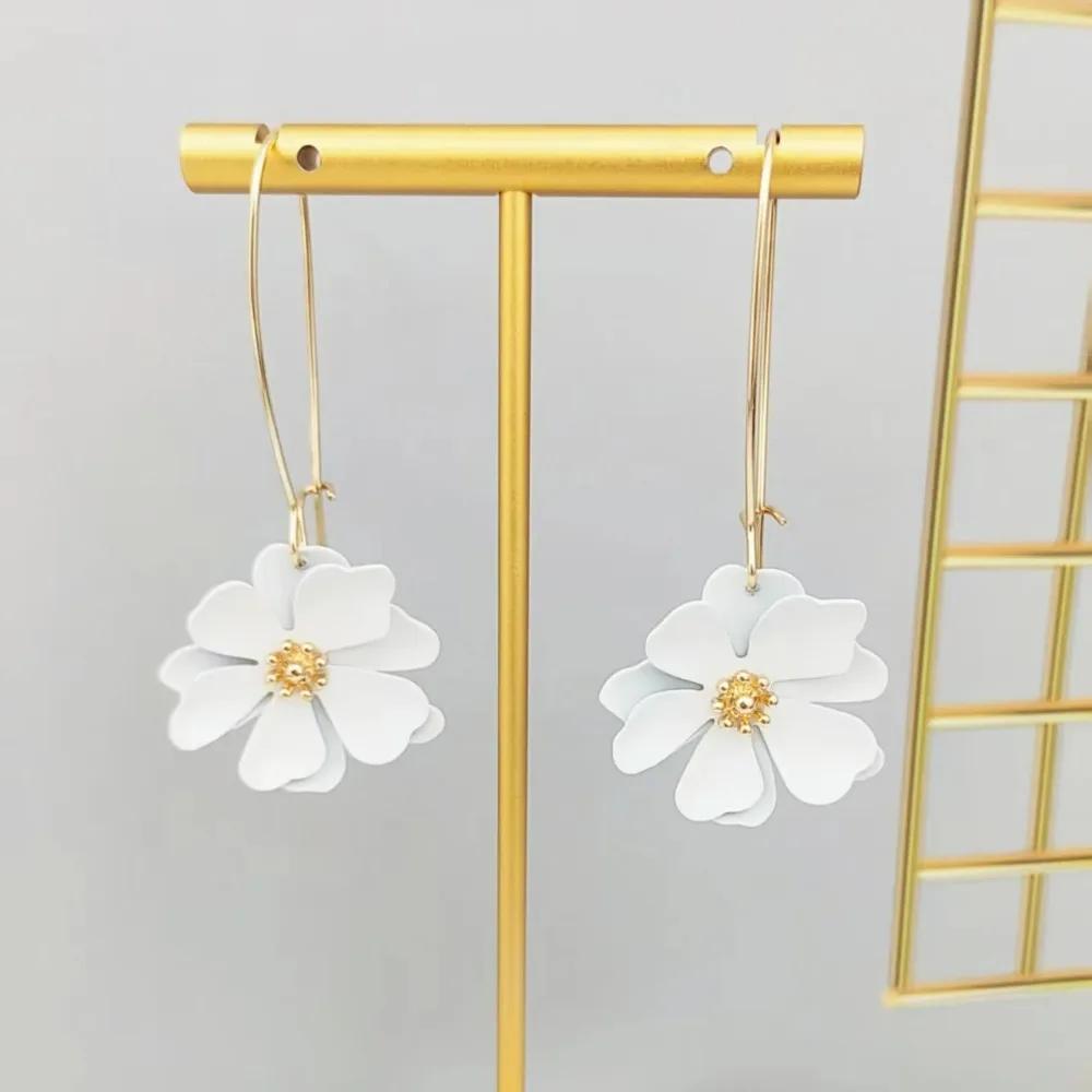 South Korea Ins Sweet Temperament Flowers Drop Earrings Ladies Personalized Creative Wedding Accessories Gift