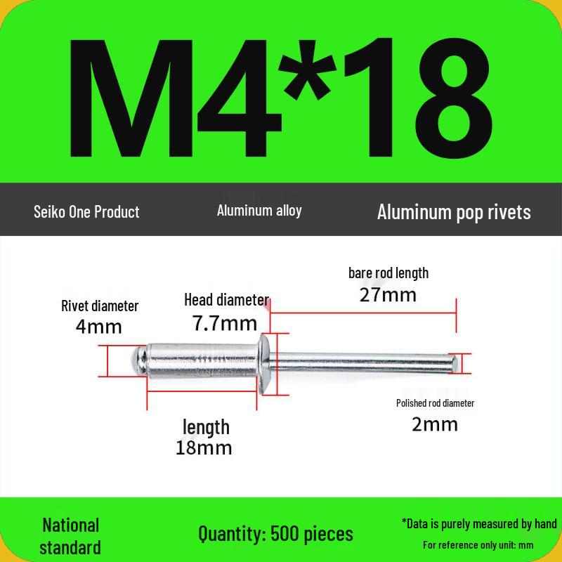 Aluminum Blind Rivets & Nuts - Black Round Head, Extended Shank, M4/M5/M6
