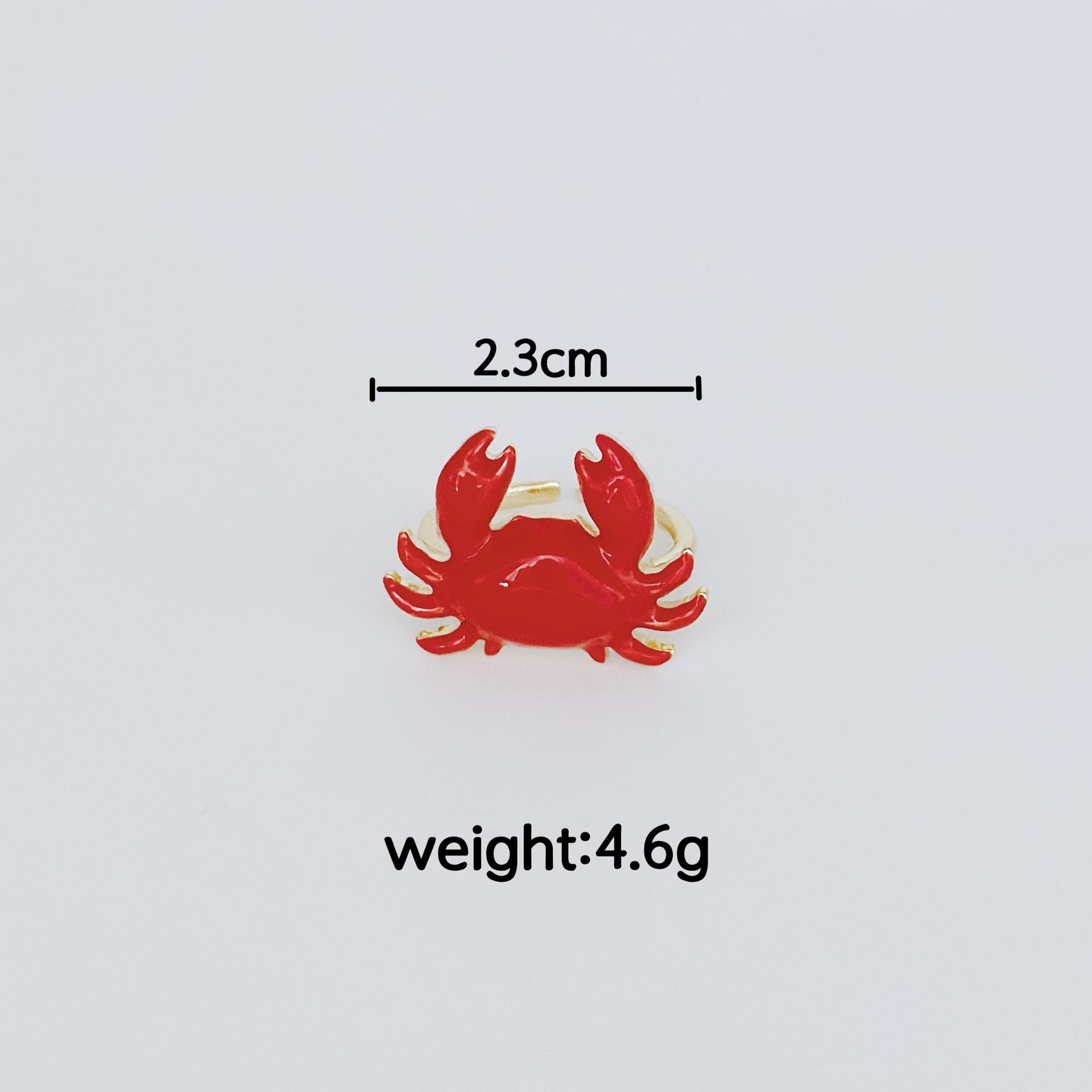 

Кольцо Ocean Element Гавайский ветер Лето Красное капающее масло Маленькое кольцо с крабом Ниша