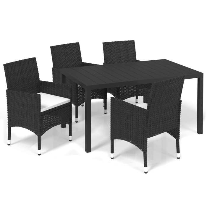 Maison Exclusive - Ensemble à dîner de jardin avec coussins 5 pcs poly rotin noir