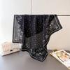 Cashew Flower Herringbone Pattern Cotton Linen Small Square Scarf Silk Imitation Velvet Shawl Sun Protection Women's