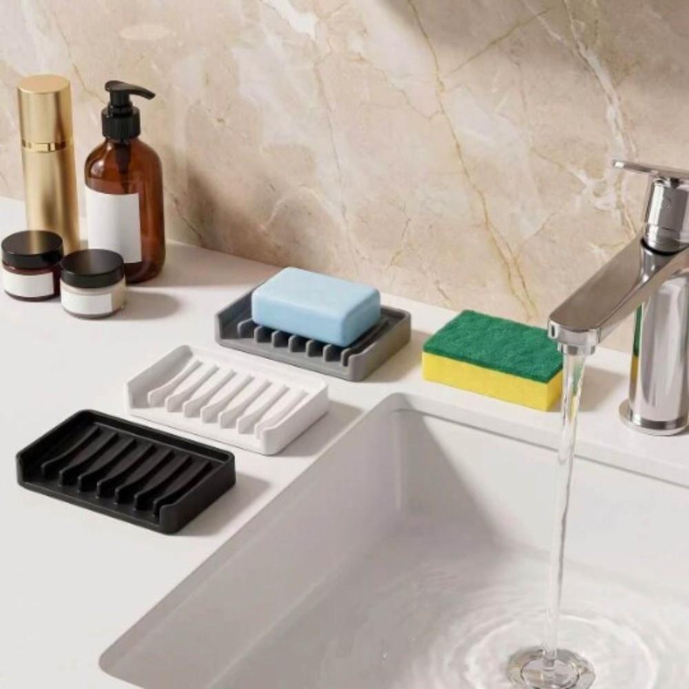 Non-Slip Soap Holder Diversion Sink Splash Guard Mat Drainage Soap Dish  for Bathroom and Kitchen