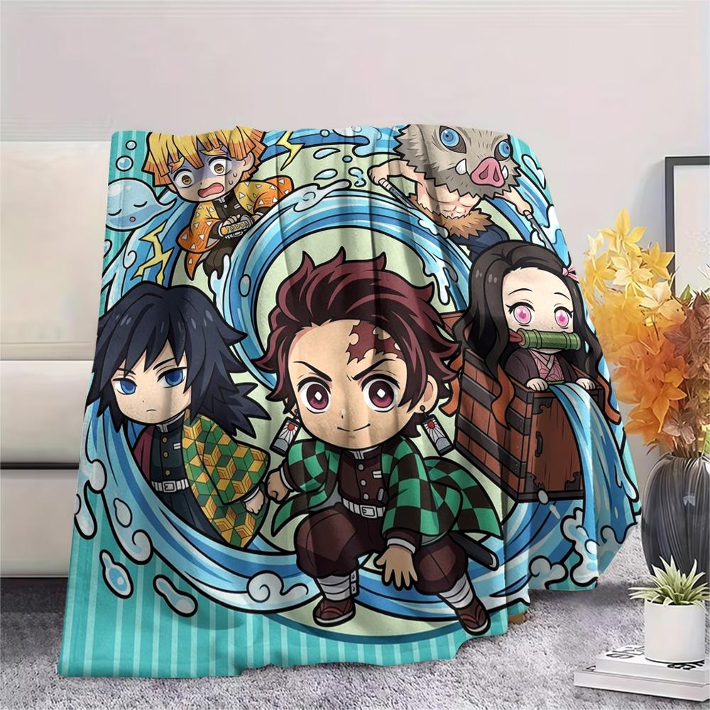 Demon Slayer Tanjiro Print Flannel Blanket, Ultra Soft High Quality All Seasons Warm Throw, Home Decor Cozy Blanket, Perfect Christmas Gift