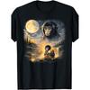 [Trendy Print Tee] Retro 90S Punch Monkey Moon T-Shirt - A Humorous Crew Neck Tee Featuring a Trendy Print, Perfect for Casual And Comfortable Travel