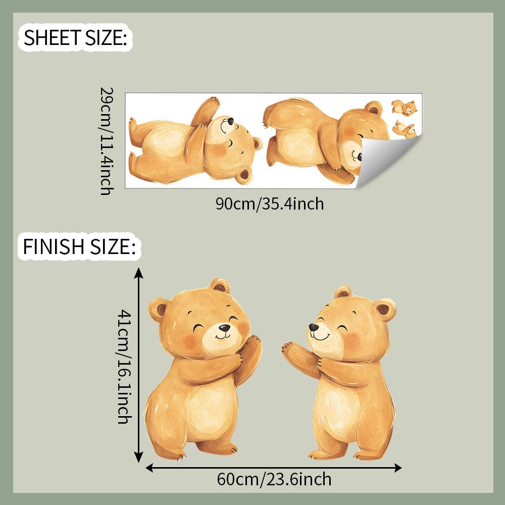 

Two Cartoon Bear Wall Stickers Bedroom Living Room Home Wall Background Beautification Decorative Wall Stickers Self-Adhesive