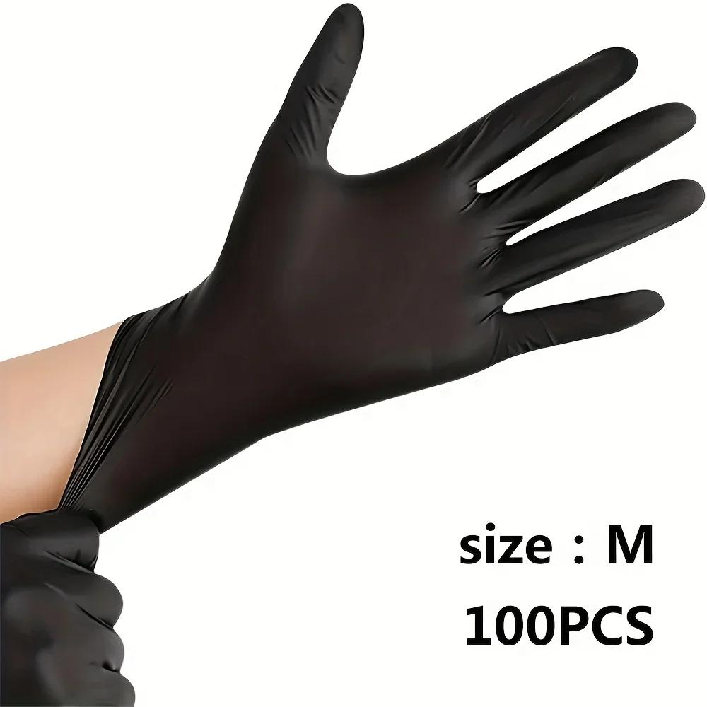 

100PCS Waterproof Disposable Black Nitrile Gloves Non-Medical Durable S/M/L/XL for Kitchen Bathroom Home Cleaning Supplies Tools