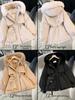 Women's Mid-Length Winter Cotton Coat with Genuine Fur Collar and Thick Velvet Padding