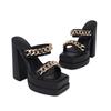 Sexy High Heels Women Slippers Platform 2025 Summer Slides Mules Shoes Party Dance Chain Black Red Sandals Large Size Brand