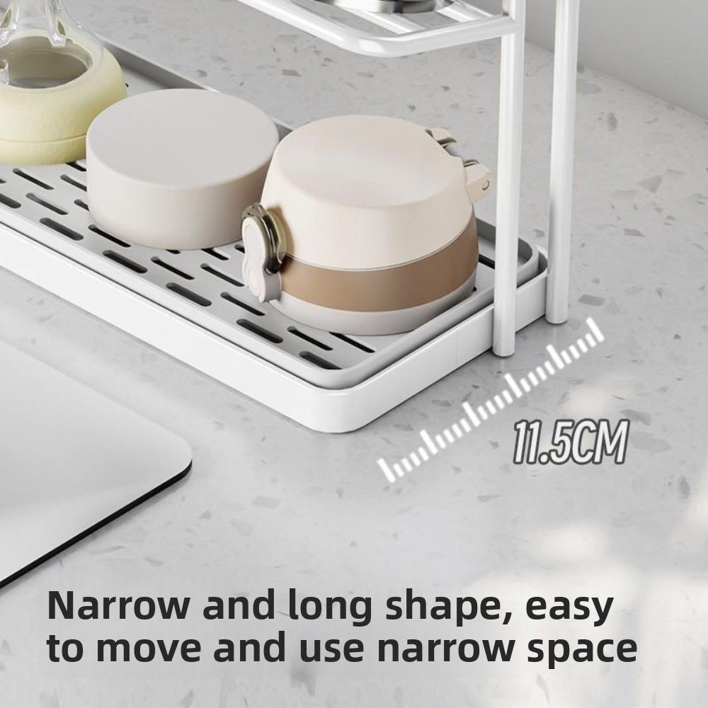 Double-layer Drain Cup Rack Carbon Steel Cup Storage Tray 2Layer Cup Storage Rack  Countertop