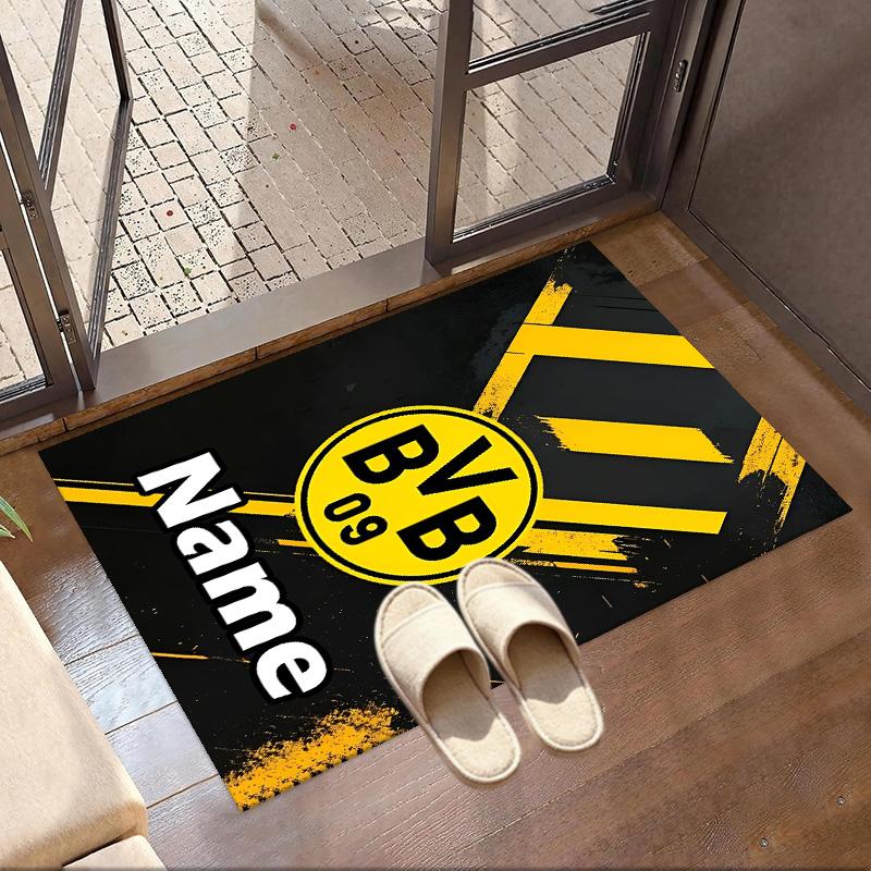 Custom Name Personalized Borussia Dortmund Print Carpet, Versatile Home Decor Rug, for Playroom, Apartment, Balcony, Entryway, Hallway Gift