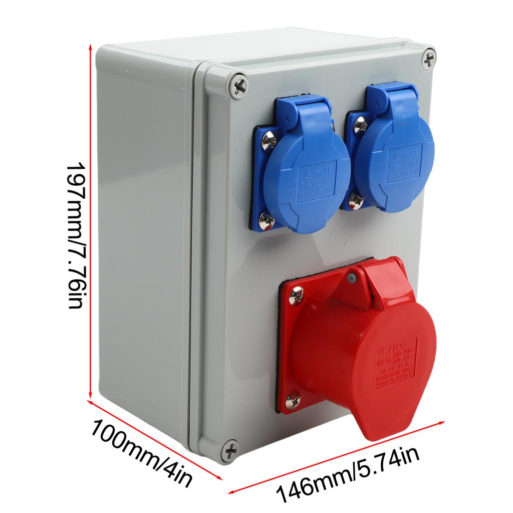 Wall Distributor Sockets Distribution Box 220-250V 16A Outdoor Waterproof ABS Plastic IP44 for Construction Power Distribution