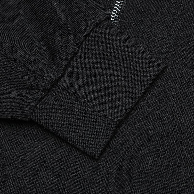 FILA Milano Italian Luxury Sports Collection Solid Color Casual Versatile Half-Zip Polo Sweatshirt Women sweatshirt Black F11W515212F-BK