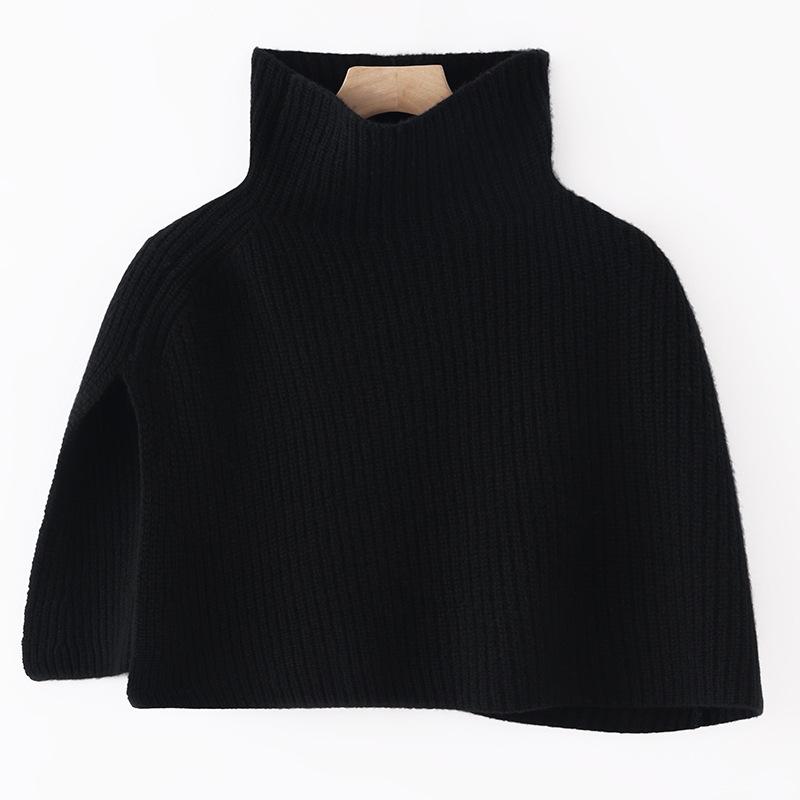 Women s 100% Pure Cashmere High Neck Shawl – Warm, Slit Neck Guard Knit Scarf Pullover. чёрный