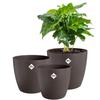 ELHO Set of 3 Round Flower Pots The Coffee Collection - Ø14xH12.6cm, Ø16xH14.7cm, Ø18xH16.8 Cm - 7 L - Brown