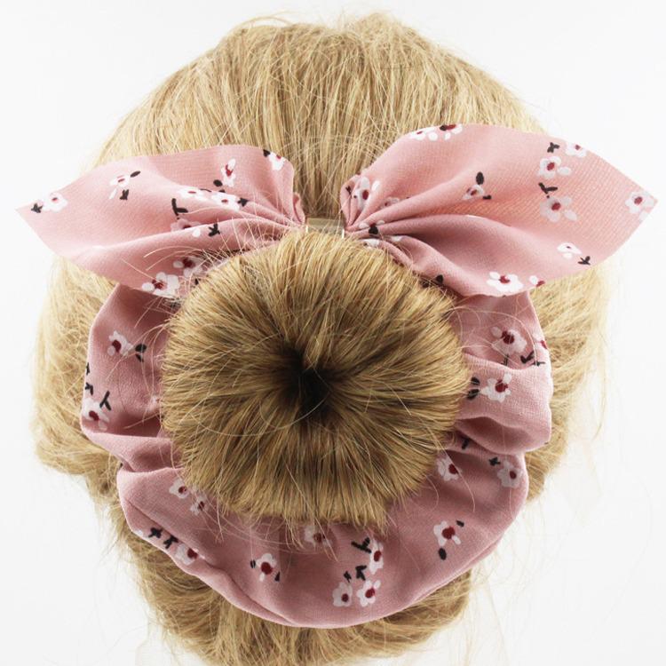 Chouchou en coton floral coréen avec oreilles de lapin pour filles