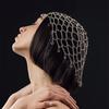 Crystal Tassel Rhinestone Headpiece Beaded Mesh Bridal Head Chain  Women Party Headwear