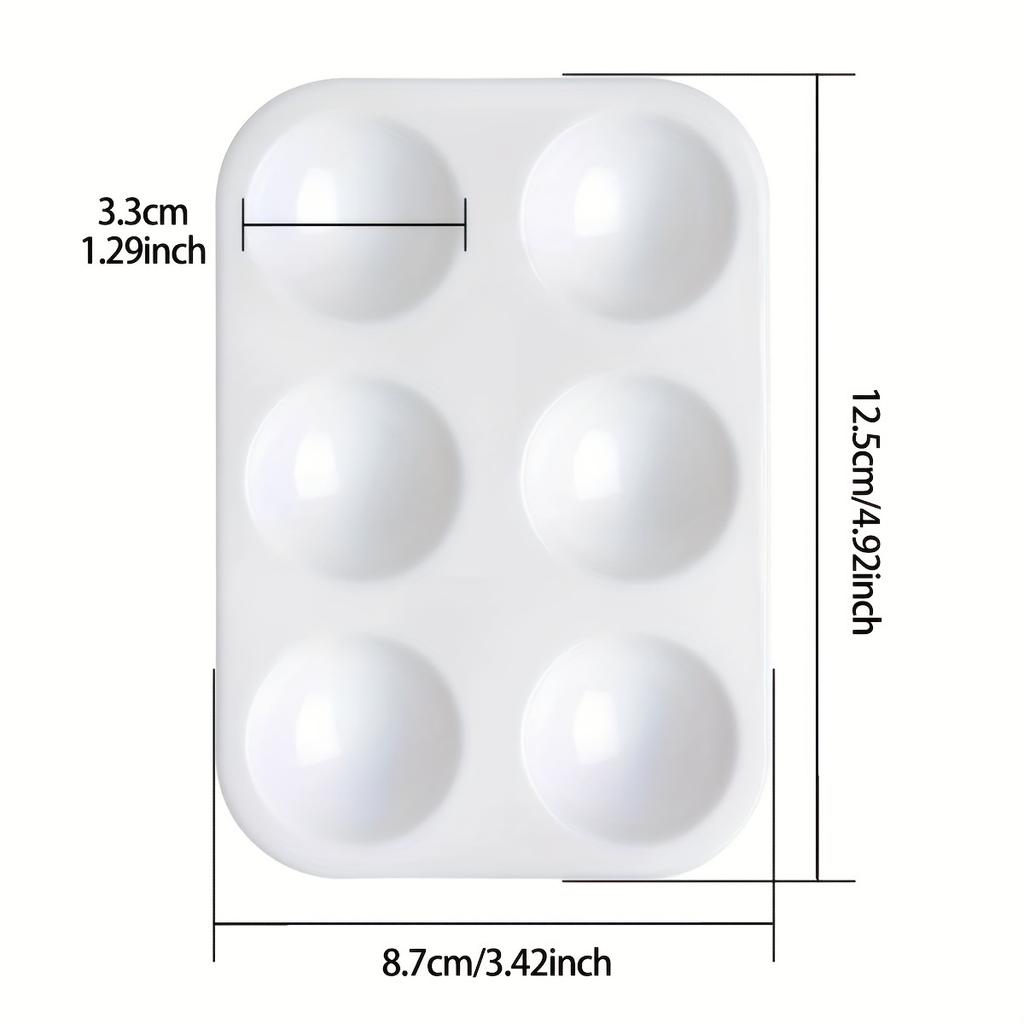 20 Pcs White Plastic Paint Palette 6 Well Watercolor Palette Rectangular Paint Tray Paint Mixing Palette
