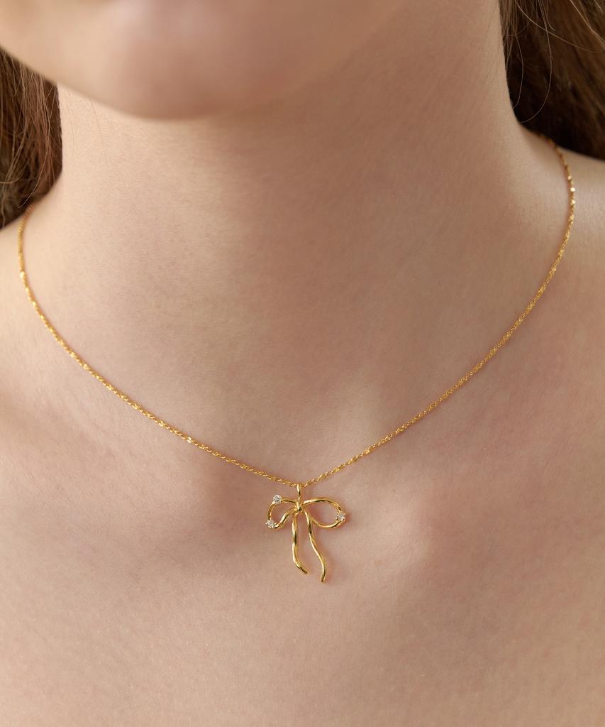 Tatiana (Silver 925) Glint Big Ribbon Necklace Nz2182