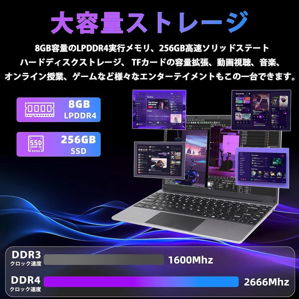 Laptop Office 11 Resolution IPS Webcam Quiet Celeron J4105 CPU 8GB DDR4 RAM 256GB RAM with Japanese Keyboard Film 2 USB Ports Port SSD Expansion Thin