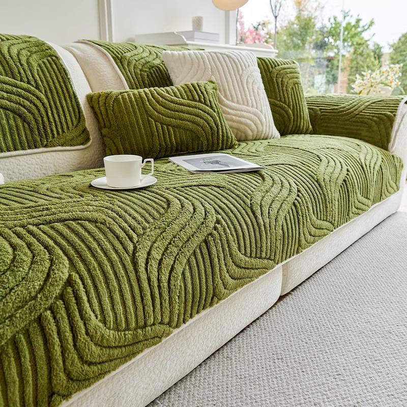 Autumn and Winter Shu cotton plush seat cushion, high-grade sofa cushion cover cloth towel, straight row leather sofa cover towel