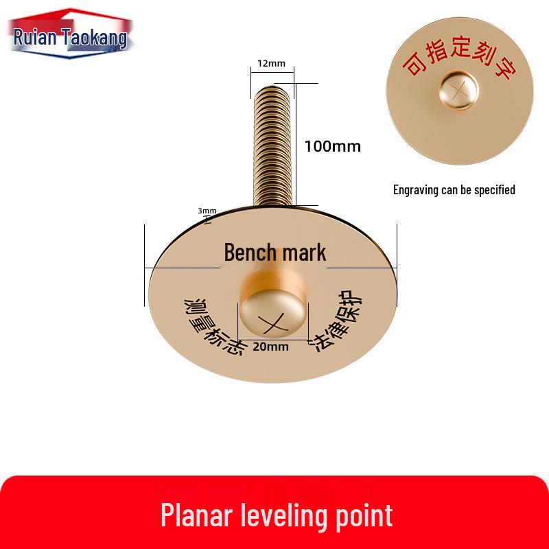 Pure Copper GPS Observation Marker for Leveling and Settlement on Planar and Curved Surfaces Model A
