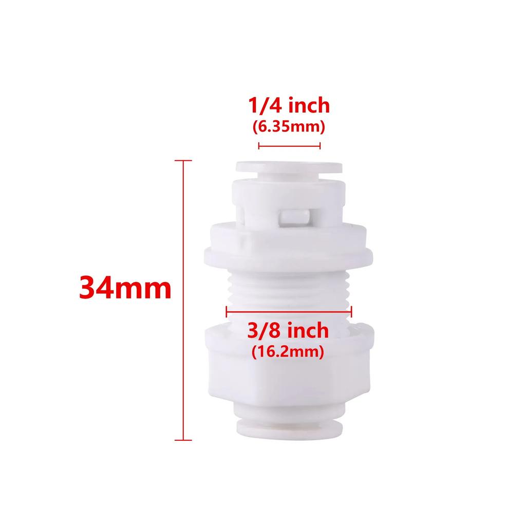 10Pcs 1/4" 6.35Mm Bulkhead Union Connector Tee Elbow Aquarium Quick Coupling For RO Water System Plastic Pipe Fittings Connector