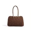 Autumn and winter matte cowhide high-end temperament handbag, fashionable large-capacity leopard print suede bowling shoulder bag