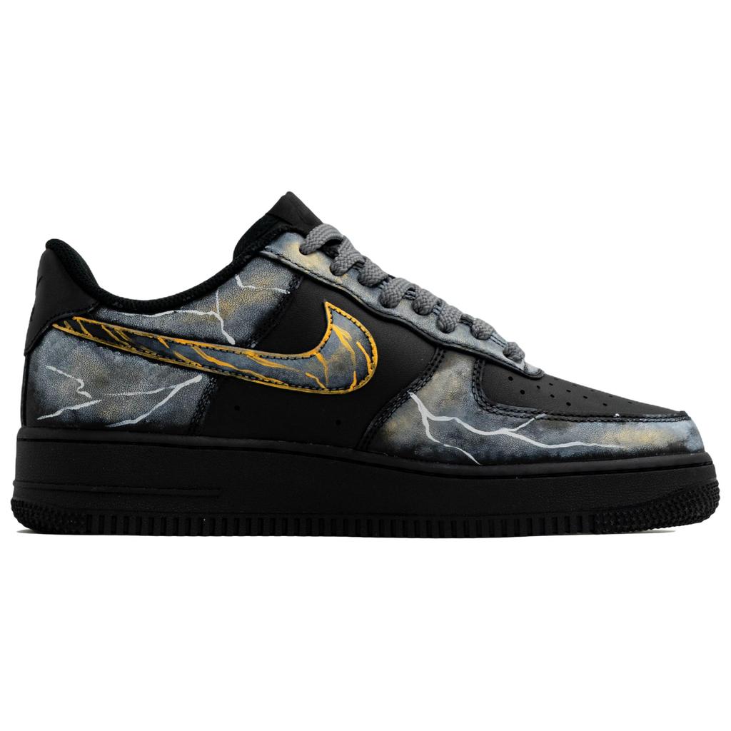 Nike Air Force 1 Kaleidoscope, Divine Thunder, Shopping Bag Abrasion Resistant Low top Skateboard Shoes Men's Black CW2288-001(Team113-S-BOX)