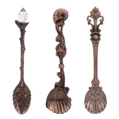 3pcs Vintage Mini Zinc Alloy Coffee Tea Spoon Dessert Stirring Cutlery Tableware