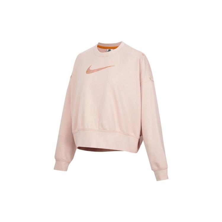 (WMNS) Nike Sportswear Swoosh Logo Embroidered Loose Knit Short Round Neck Pullover Pink Hoodie Women s DO7212-601 XL