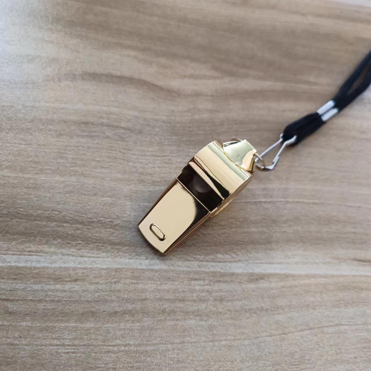 High-Pitched 304 Stainless Steel Emergency Survival Whistle with Lanyard золотой