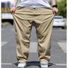 Big Size Men's Casual Pants Spring and Autumn Large Loose Straight Solid Color Elastic Pants