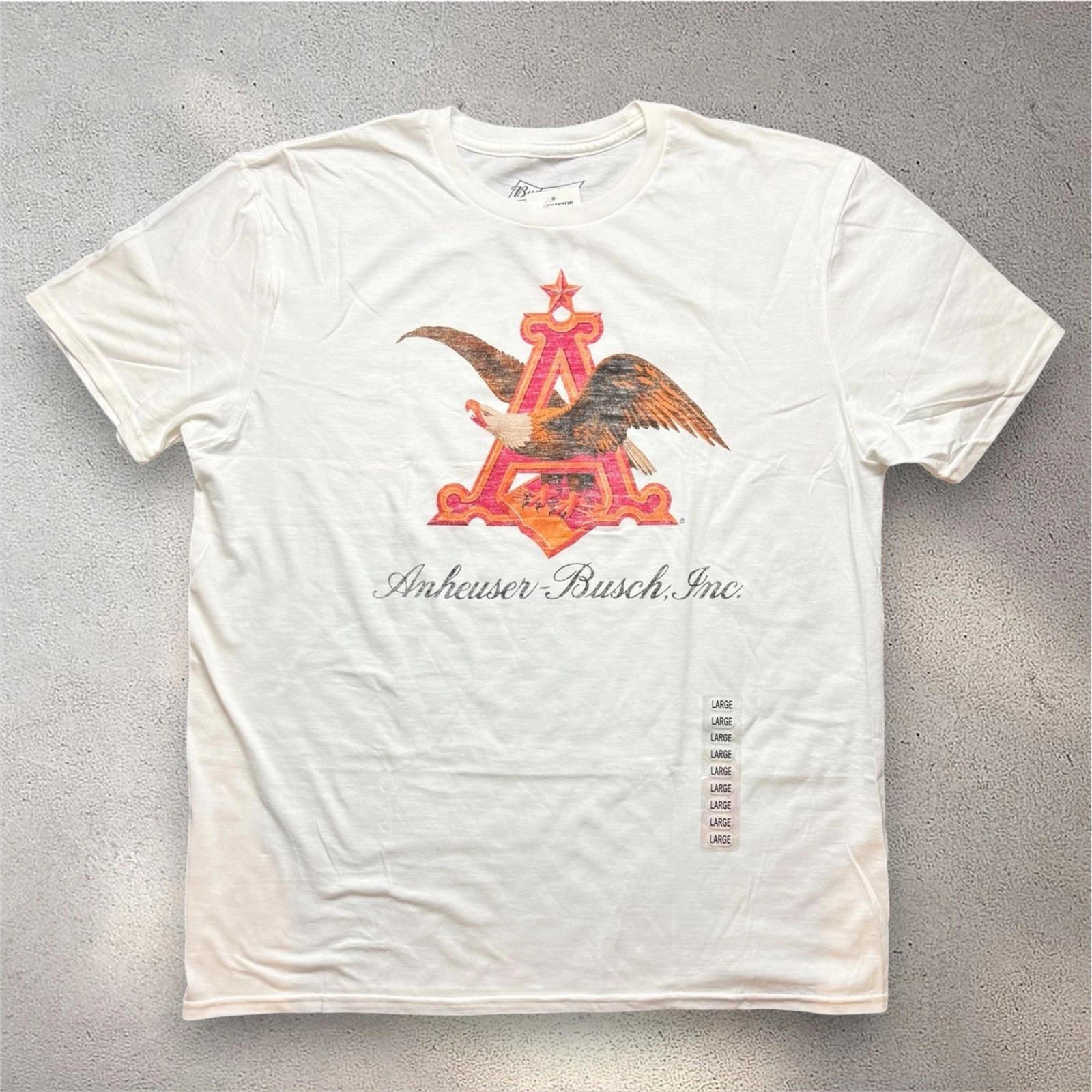 Anheuser-Busch Budweiser Eagle Logo Graphic T- Shirt White Large ANAB001MSC S