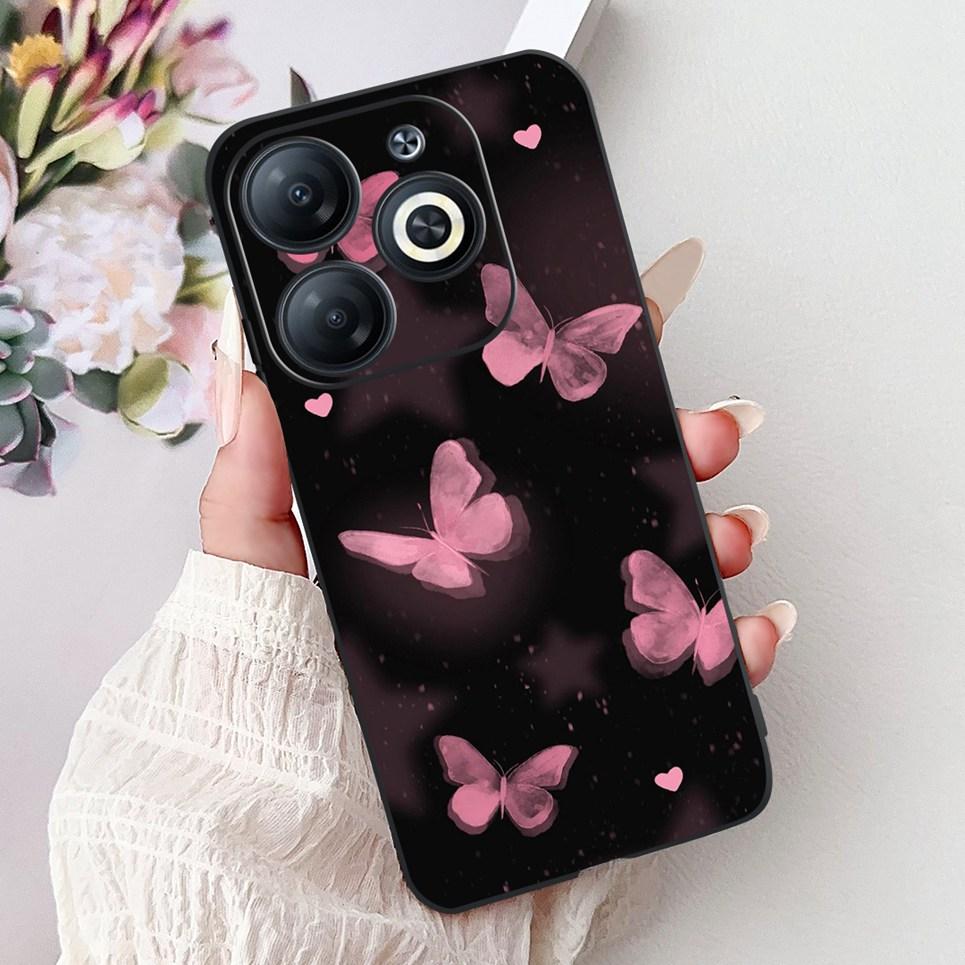 Cover For Infinix Smart 8 X6525 Back Casing Smart8 Colorful Butterfly Flower Luxury Painting Phone Case Transparent Soft TPU