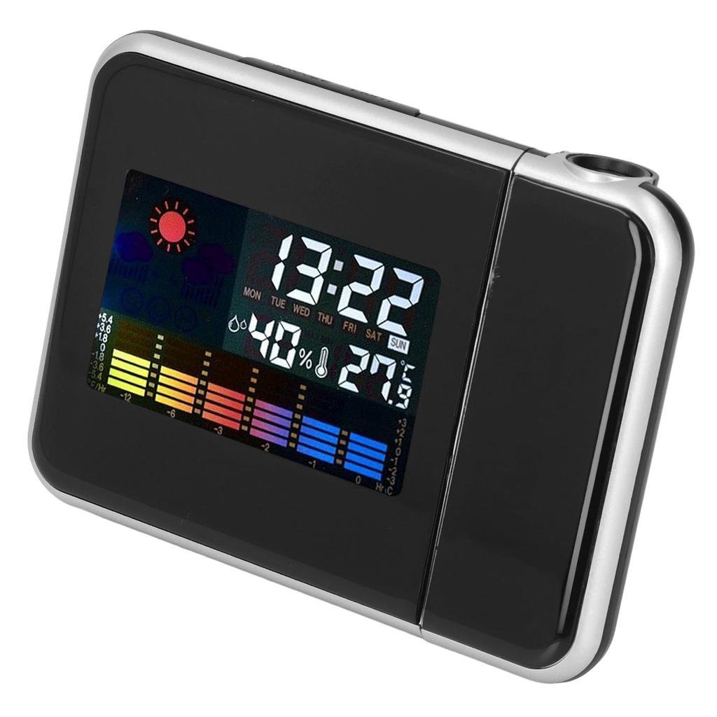 Wther Station Clock Temperature Humidity LCD Color Display LED Backlight Snooze Function Projection Alarm Clock