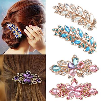Moda damska Kwiat Liść Kryształ Rhinestone Spinka do włosów Spinka do włosów Biżuteria