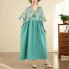 Short Sleeve Plus Size Cotton Vintage Floral Patchwork New In Dresses for Women Casual Loose Long Summer Dress