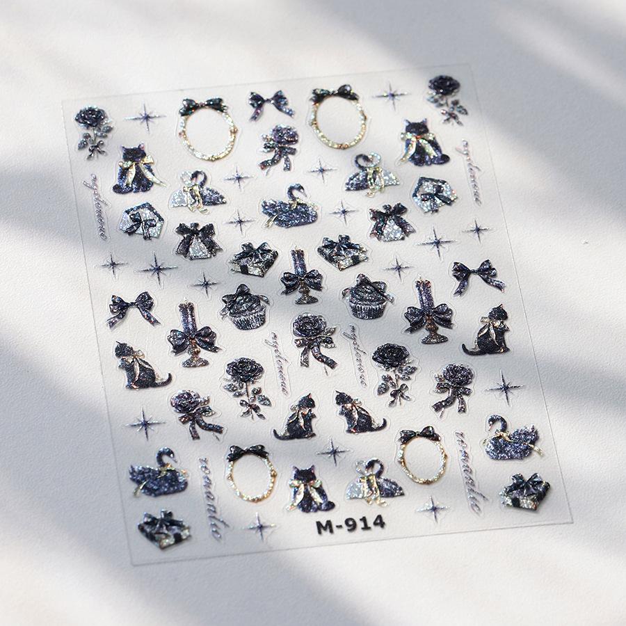 

Матовые серебристо-розовые наклейки для ногтей серии с желейным клеем (М-914)