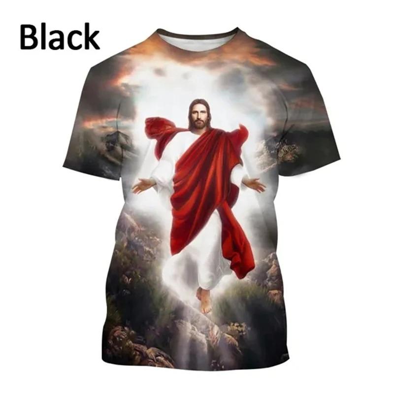 Jezus Kocha Każdego Chrześcijanina Koszulka Drukowana 3D Letnia Moda Wzór Jezusa Mężczyźni Kobiety Gorąca Krótki Rękaw Codzienna Koszulka Ropa Hombre