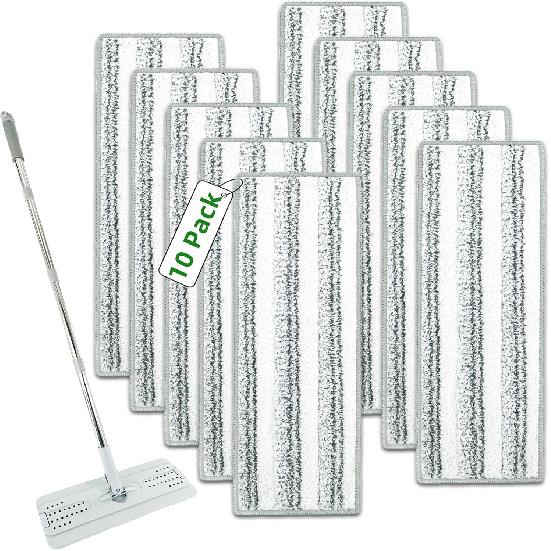 Набор из 10 шт. плоских салфеток из микрофибры для швабры, совместимых с JOYMOOP, Libman, Oshang, а также с большинством плоских швабр размером 13 X5  или наборами ведер для швабры, многоразовые насадки для швабры