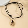 Elegant Handcrafted Alloy And Pu Irregular Circle Pendant Necklace Ideal For Trendy Women