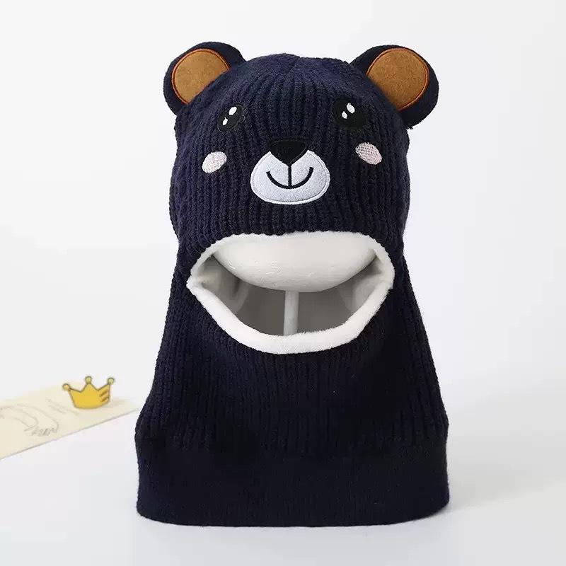 Children's Autumn and Winter Hat and Scarf Set, Boys and Girls' Thick Yarn Knitted Scarf and Ear Protection Two-piece Set