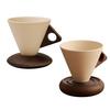 Cone Coffee Cup & Saucer Set Mid-Century Modern Cone Mug with Wooden Handle Handcrafted Ceramic Latte Mug Home Cafe Decor Gift for Coffee Lovers