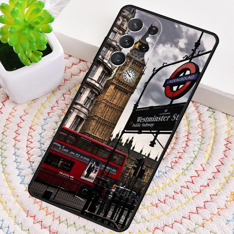 London Red Bus Big Ben soft Silicone Phone Case For Samsung Galaxy note 10 pro S26 S25 S24 S23 S22 S21 Plus S25Ultra Capa Cover
