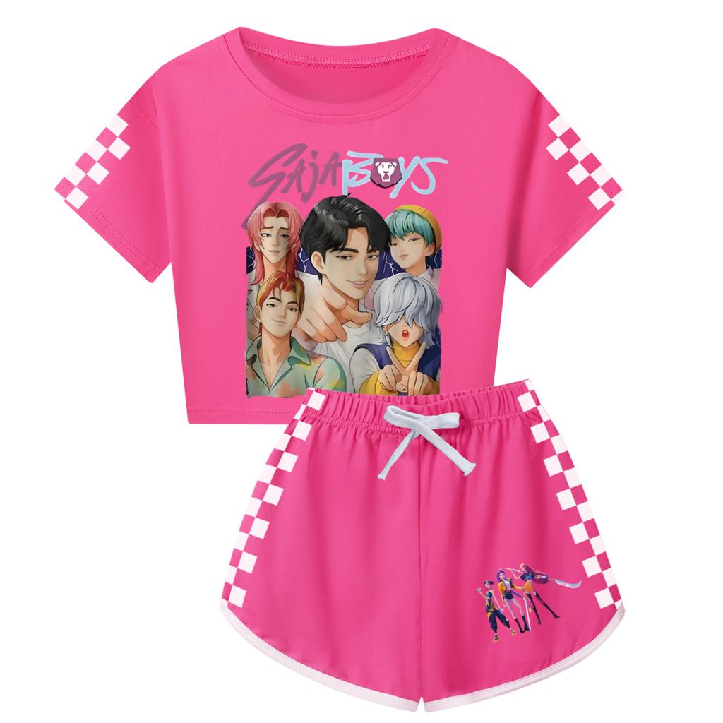 Kpop Witch Hunt Summer Boy Girls Cute Comfortable Soft Printed Half Body Short Sleeved Shorts Set