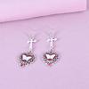 Qifu European & American Antique Silver Cross Heart Butterfly Gemstone Earrings